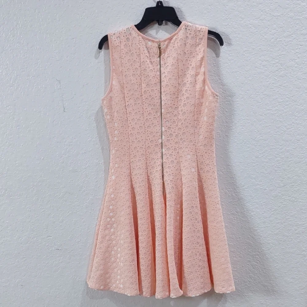 Calvin Klein Elegant Sleeveless Lace Dress in Soft Pink - Picture 8 of 17